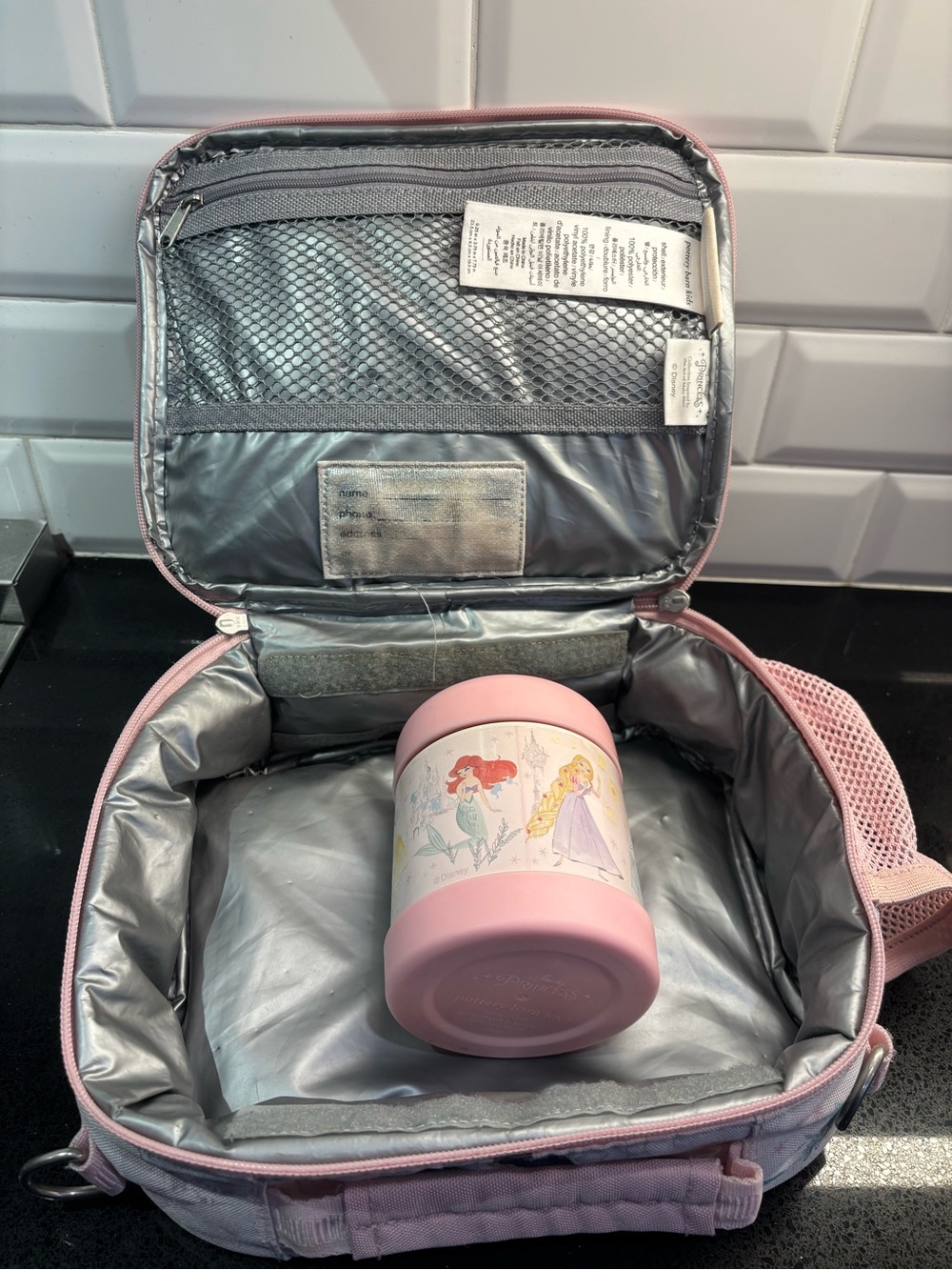 Pottery barn kids Disney Princess Pink Lunch insulated Lunch Bag with thermos - Picture 4 of 4